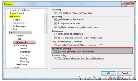 Surround generated code with #region while implement Interface - Daily ...