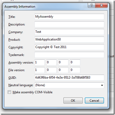 Specifying Assembly Information in Visual Studio – Daily .NET Tips
