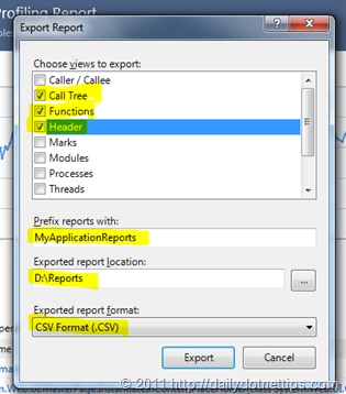 Export Profiler Report Data in Visual Studio 2010 – Daily .NET Tips