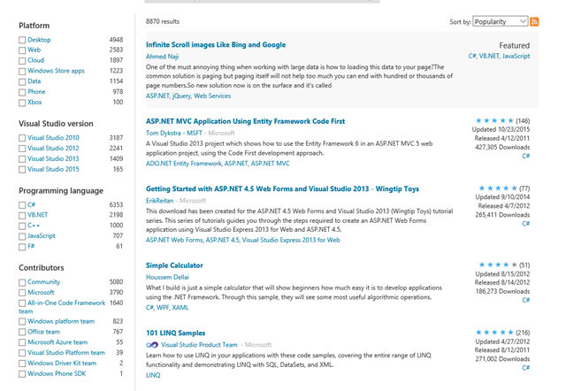 Did you know – that you can get code samples from the Visual Studio ...
