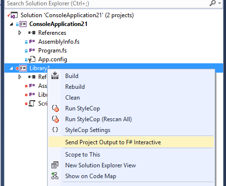 Send Project Output to F# Interactive